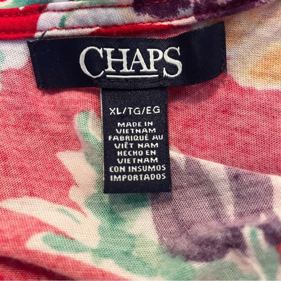 Chaps multi color Floral print Sleeveless Top ruffle neck trim size XL - Picture 5 of 5
